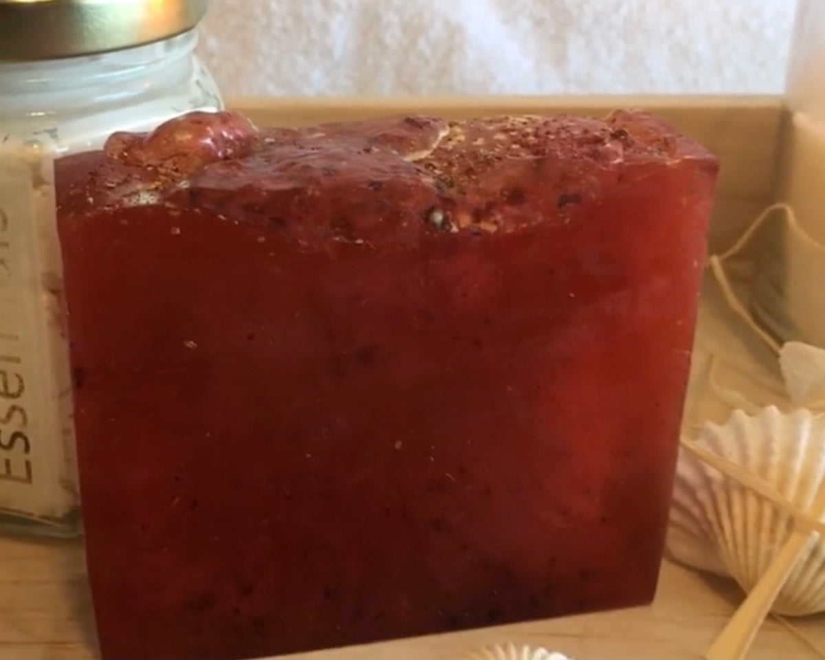 Strawberry Lemonade, Artisan Bar Soap with Chia Seeds, Surfactant-free, Single Bar