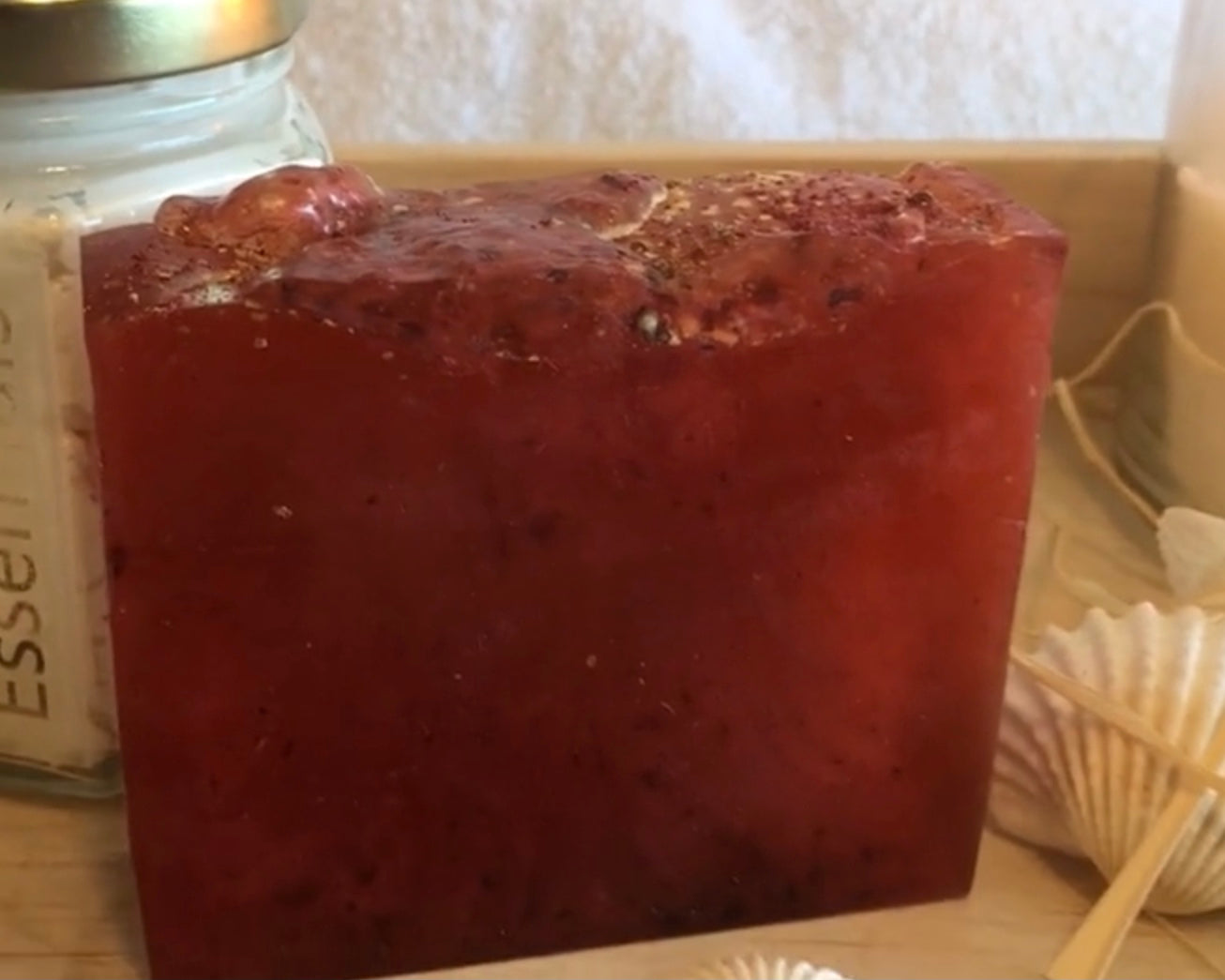 Strawberry Lemonade, Artisan Bar Soap with Chia Seeds, Surfactant-free, Single Bar