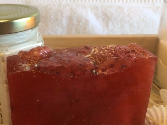 Strawberry Lemonade, Artisan Bar Soap with Chia Seeds, Surfactant-free, Single Bar