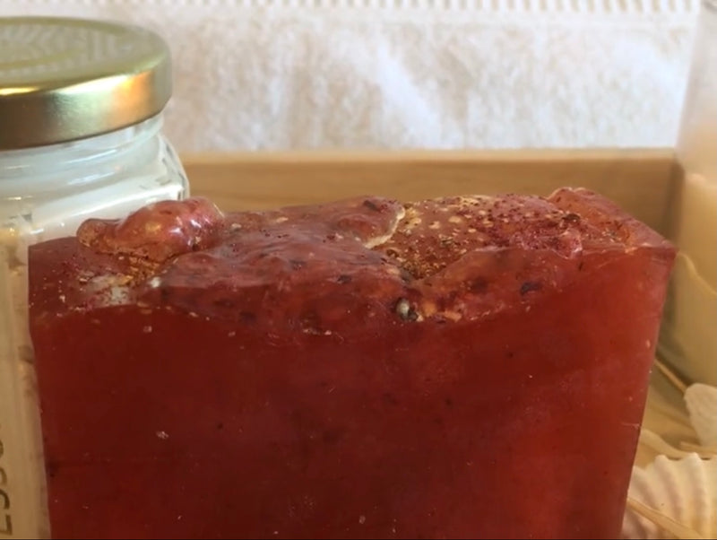 Strawberry Lemonade, Artisan Bar Soap with Chia Seeds, Surfactant-free, Single Bar