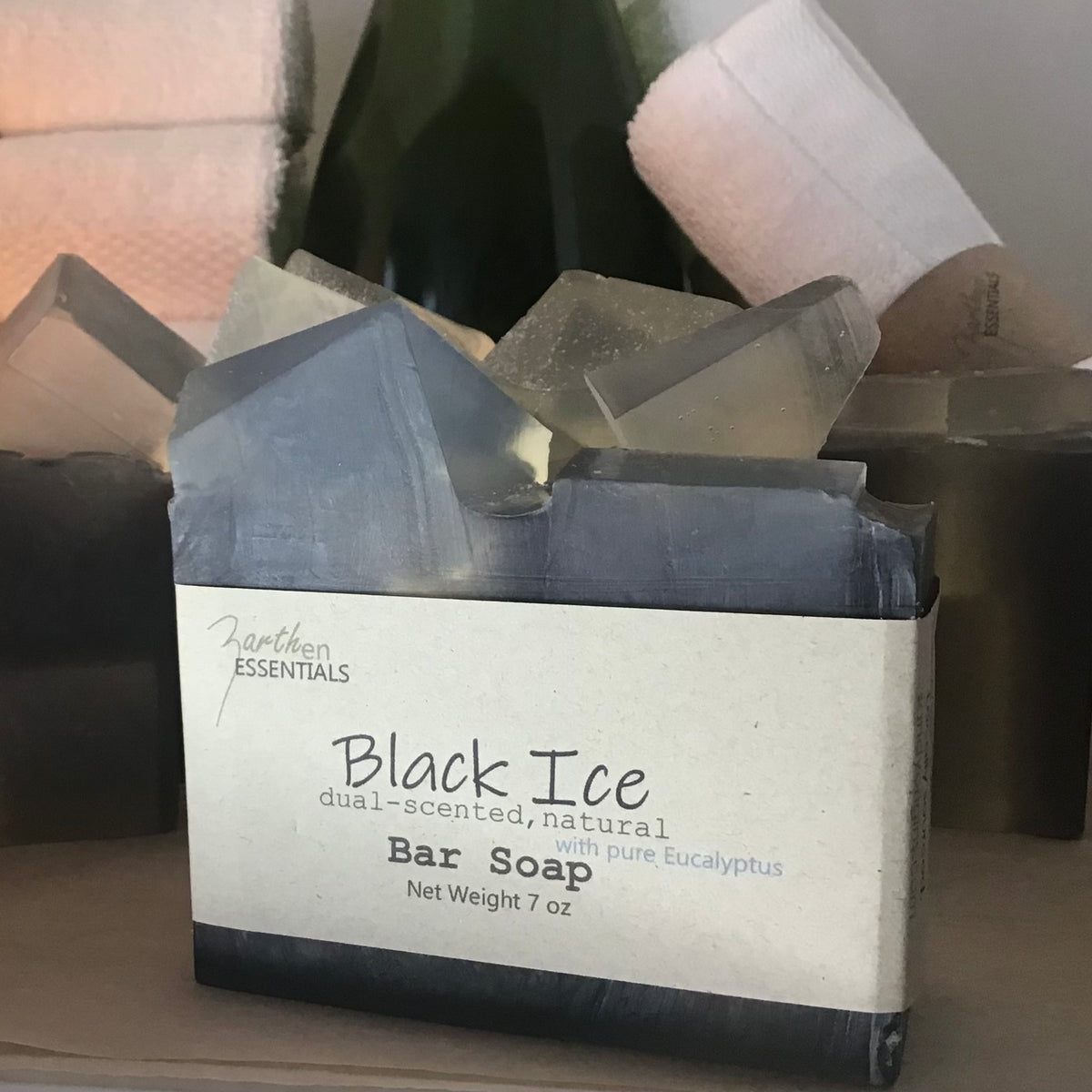 Black Ice, Dual-Scented Artisan Bar Soap, Surfactant-free, Single Bar